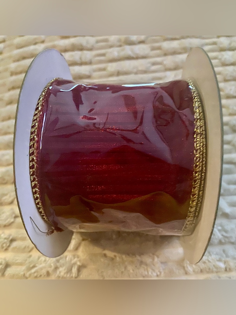 Burgundy Sheer Wired Ribbon 2.5” x 10 Yds Textured Holiday Trim